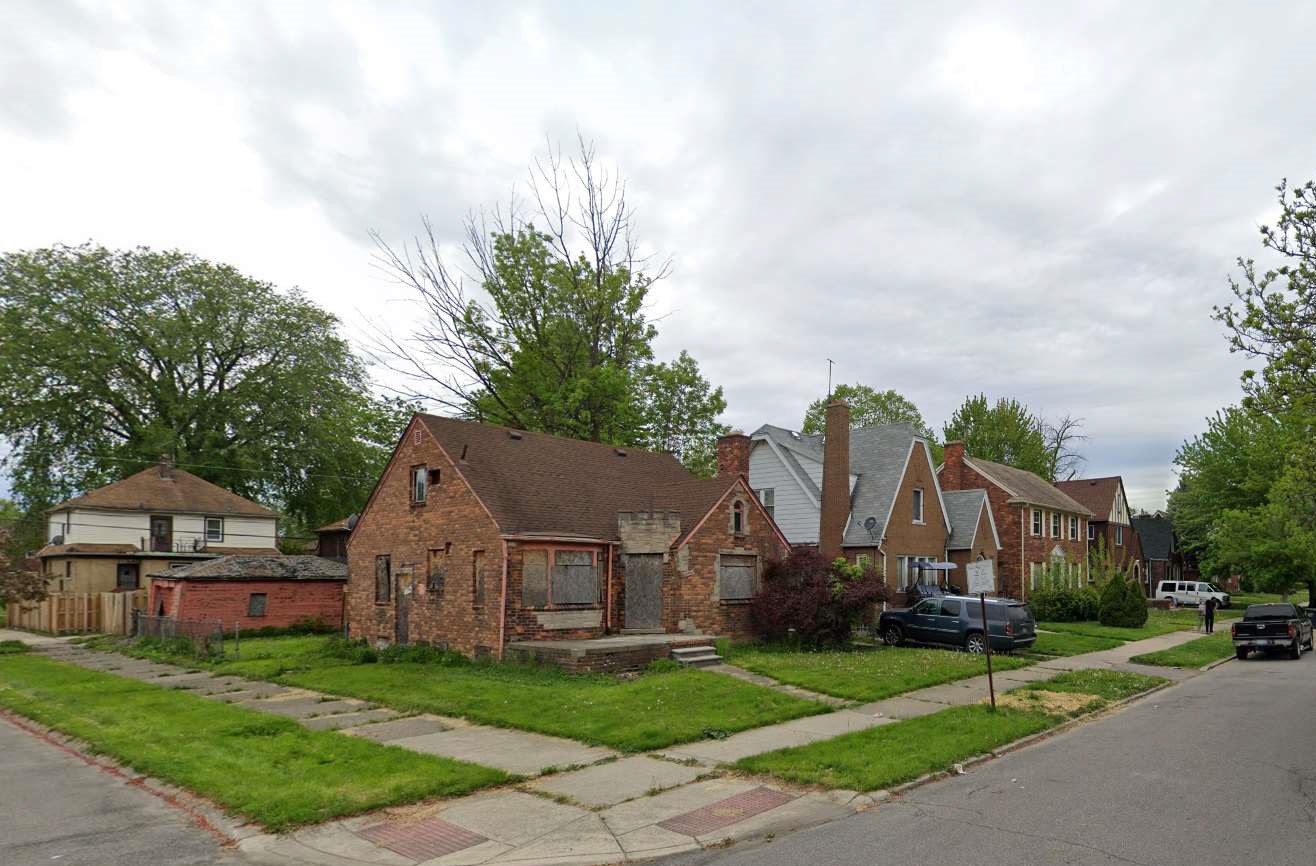 street view of very low opportunity neighborhood in Detroit