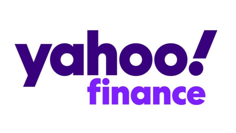 Yahoo finance logo in purple text