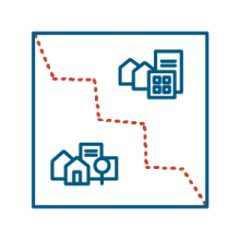 Graphic of two neighborhoods separated by red dotted line