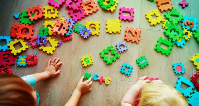 Picture of foam puzzle pieces in bright colors